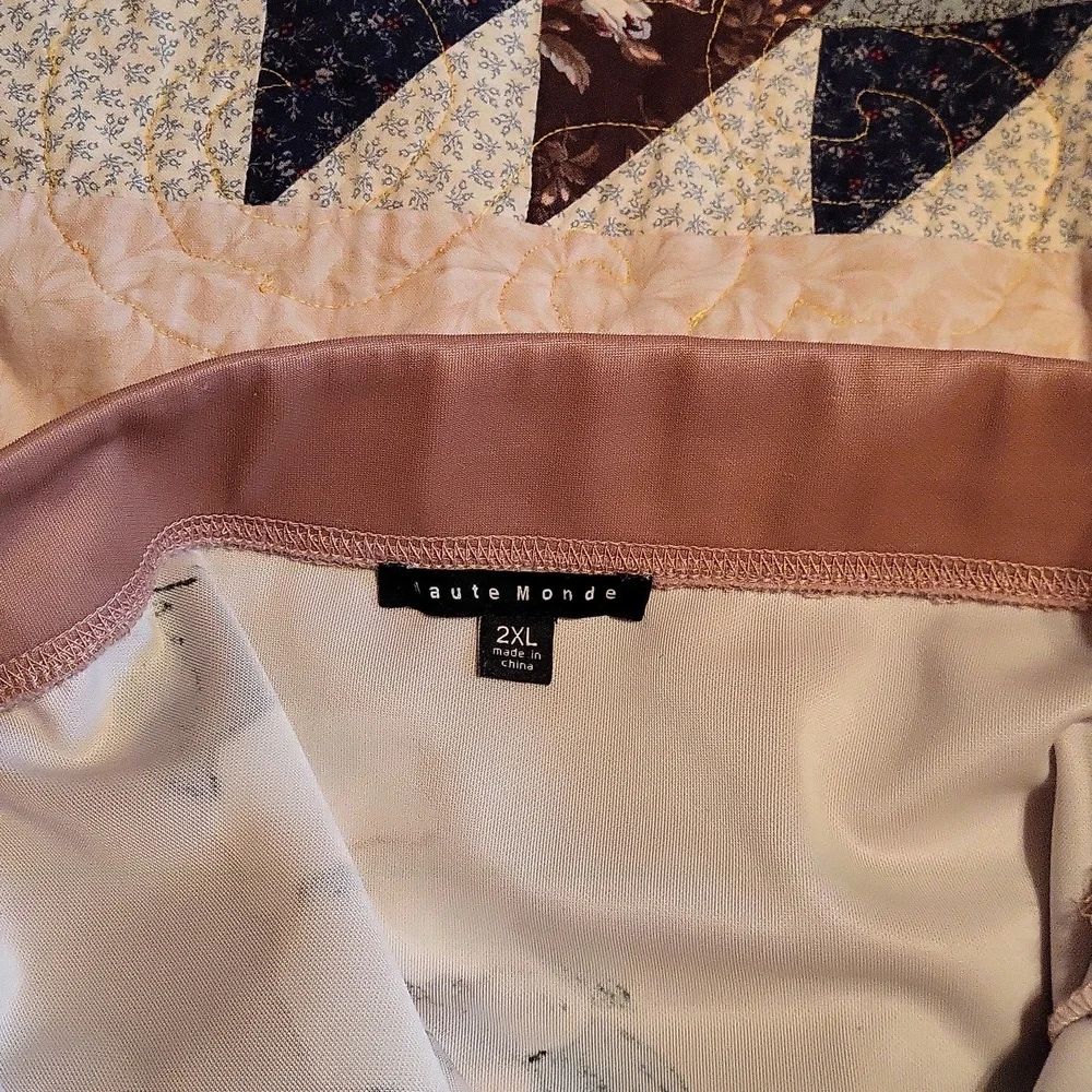 EUC Haute Monde Pink/Brown/Green Floral Skirt size 2XL - Picture 4 of 7